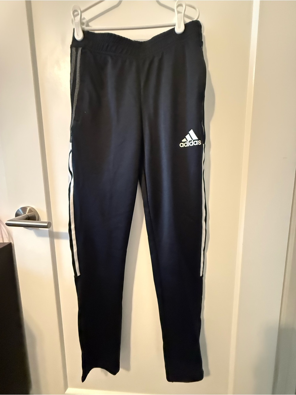 adidas Kids Black Joggers with White Side Stripes Sz 13/14